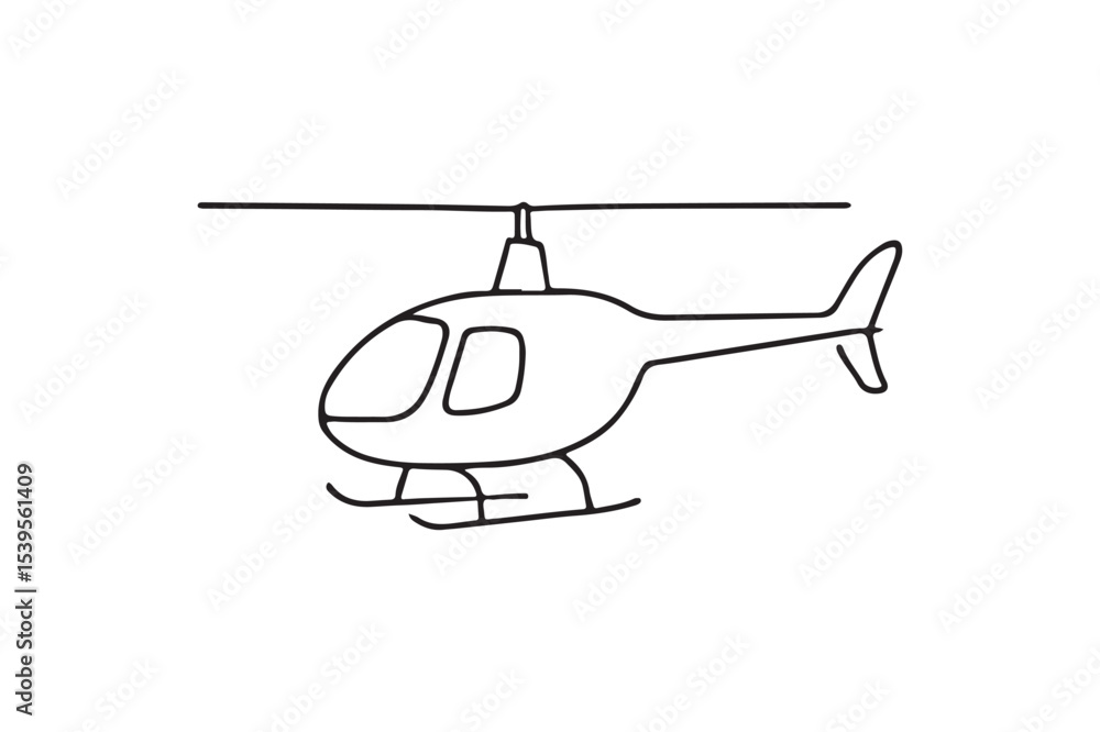 Fototapeta premium Helicopter Over Sea continuous one line drawing minimalism design