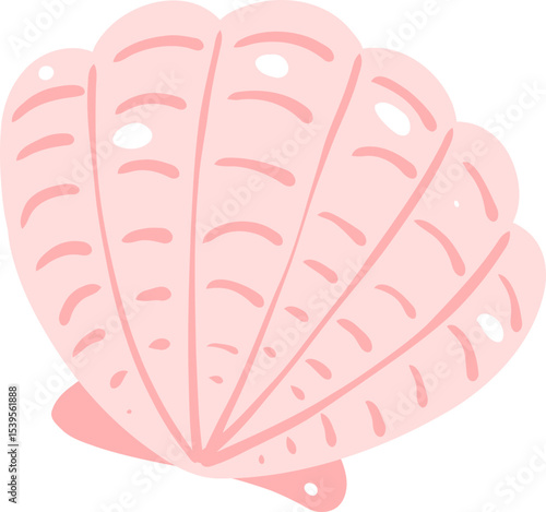 Pink Seashell Illustration, Cute Ocean Beach Clipart, Pastel Summer Coastal Graphic

