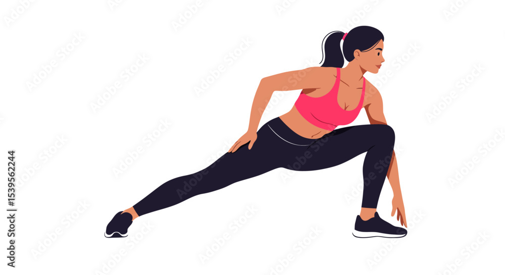 Fototapeta premium Woman Performing a Leg Stretch Exercise Fitness and Flexibility