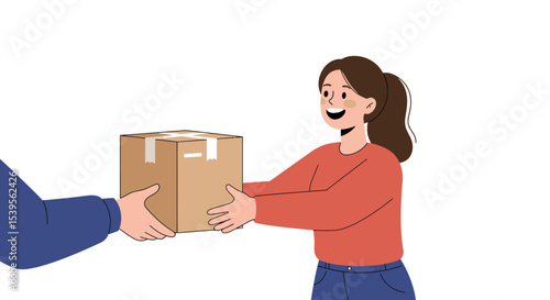 Happy Customer Receiving Package Delivery Illustration