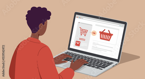 Online Shopping Experience Person Browsing E-commerce Website