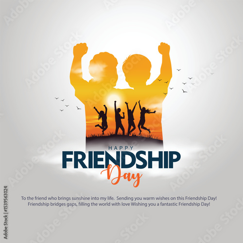 fHappy international friendship day greeting card. abstract vector illustration design