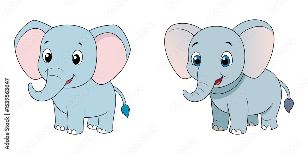 Naklejka premium Set of cartoon baby elephant vector illustration design