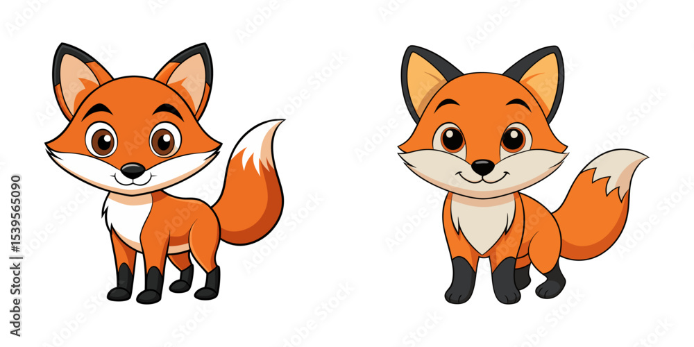 Fototapeta premium Set of cartoon fox vector illustration design