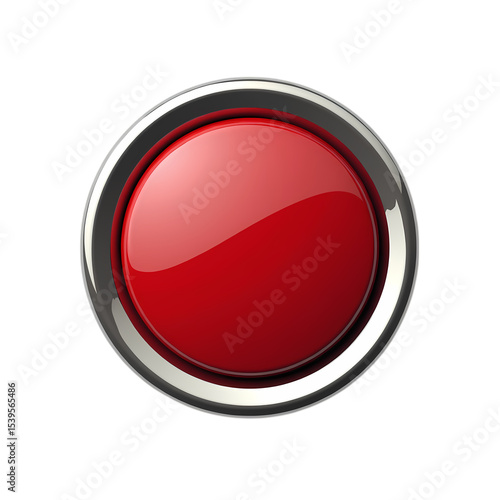 Free Download A single red button with a chrome border isolated on transparent background - GFXLoad