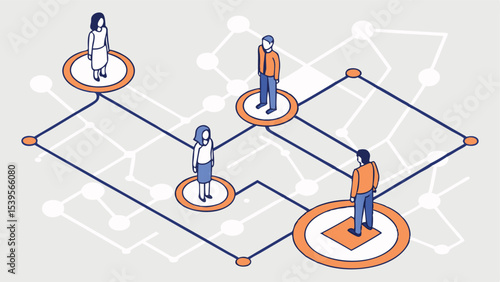 Isometric Vector Diagram of AI-Optimized B2B Journey  