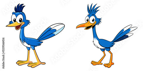 Set of cartoon roadrunner bird vector illustration design