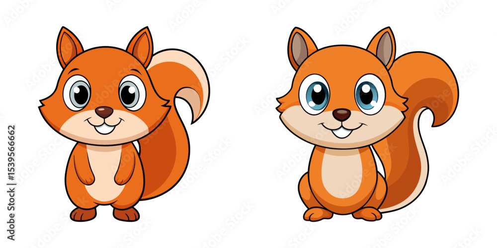 Fototapeta premium Set of cartoon squirrel vector illustration design