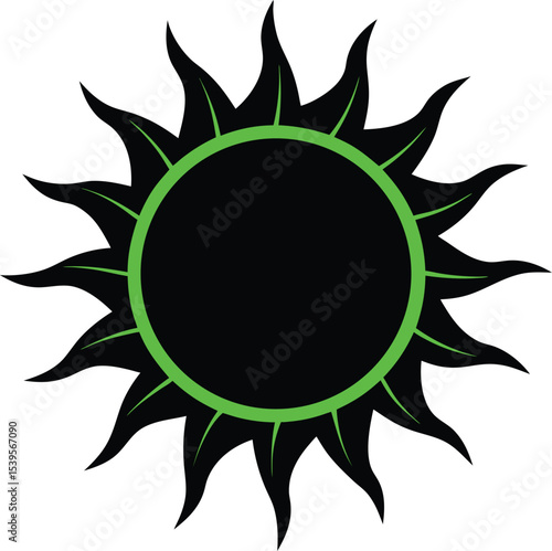 Black silhouette of abstract sun icon on a transparent background
