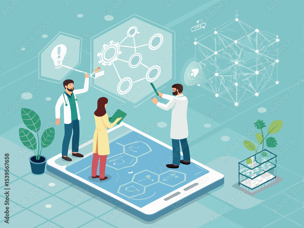Clean Vector Illustration of Blockchain Research Network Clean Vector Illustration of Blockchain Research Network