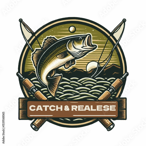 Logo featuring a fish being released back into water, symbolizing catch and release fishing practices