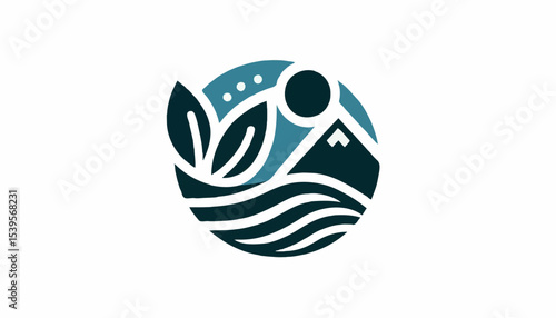  Logo of "Water," depicting a modern water droplet in shades of blue and green, symbolizing freshness and purity