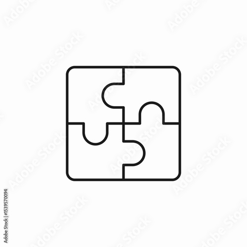 four piece puzzle icon sign vector