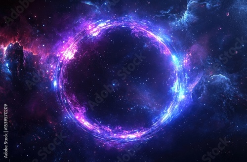 Cosmic ring of vibrant light in deep space