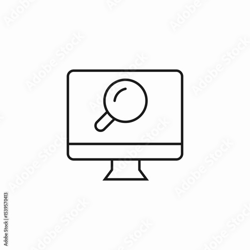 monitor magnifying glass icon sign vector
