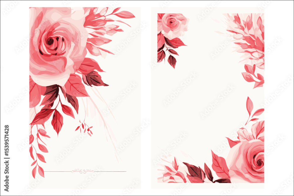 Obraz premium Romantic Floral Frame – Watercolor Design for Invitations & Cards