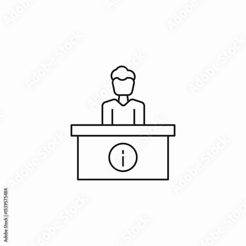 person at information desk icon sign vector