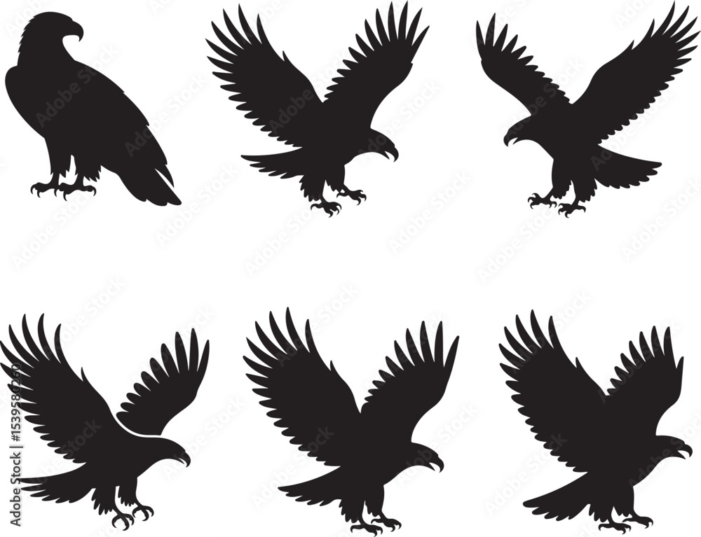 Fototapeta premium Majestic Eagle Silhouette Vector Collection
