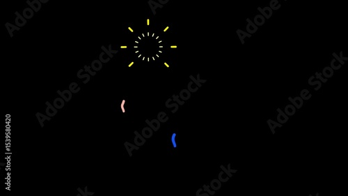 2D animation fireworks elements Fx. Colorful. Transparent background and alpha channel.