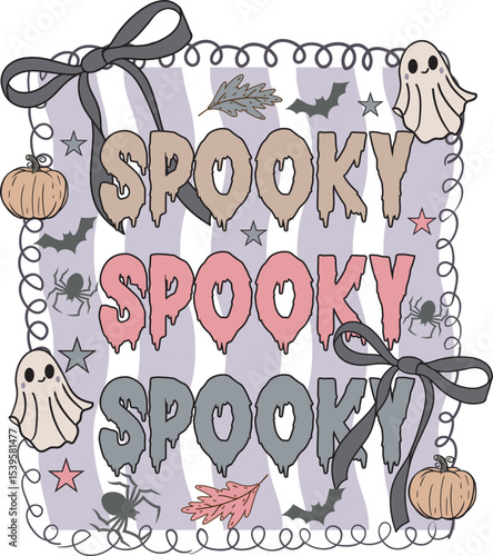 Halloween Spooky Preppy Retro Fall Pumpkin Halloween T Shirt Design