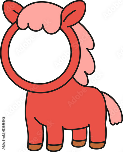 Horse character vector image that allows you to put a picture in it