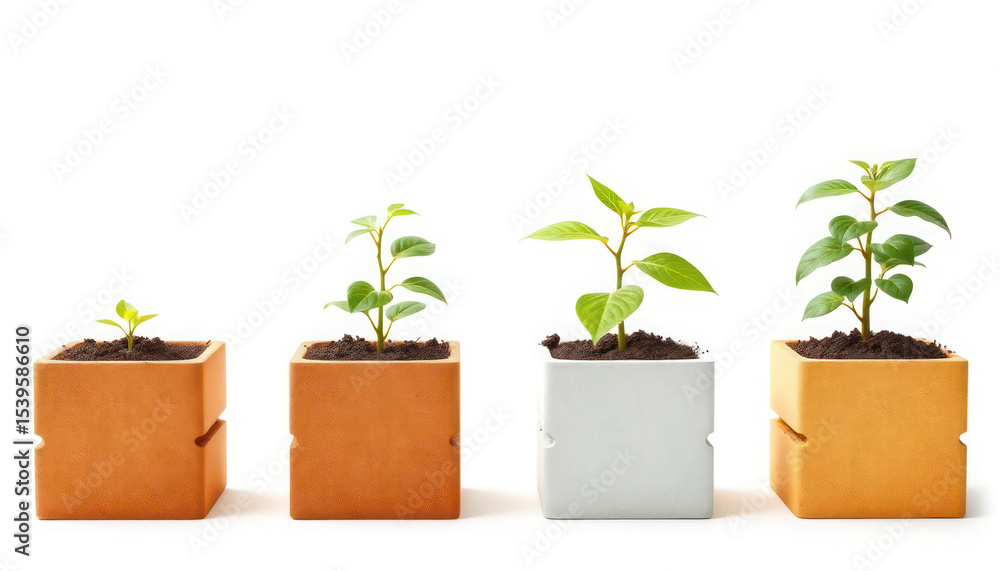 Fototapeta premium Plant Growth Stages Seedling to Mature Plant, Stages of Growth, Plant Development