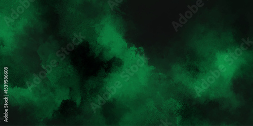 abstract cloud and vapor texture background. Black and Green smoke aquarelle smudge illustration smooth grungy smokey light pastel colors ink glow. Teal color powder explosion