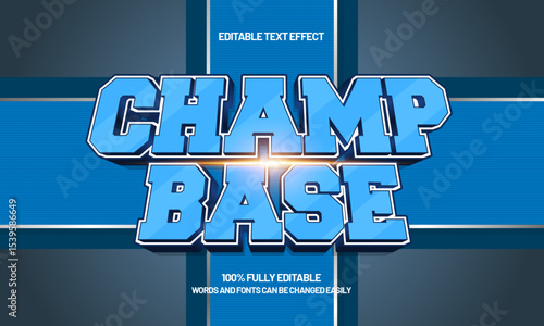champ base editable text effect with a team and sport text style