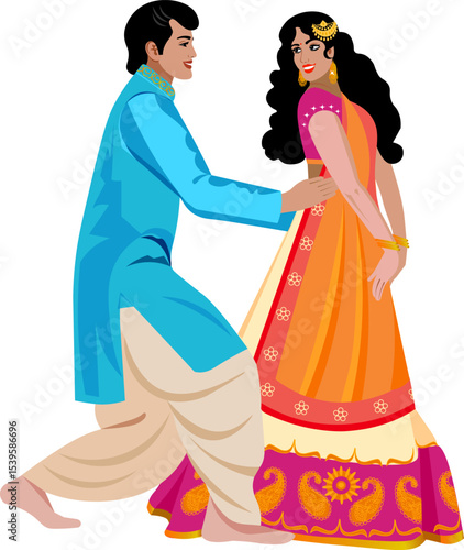 cheerful indian wedding couple