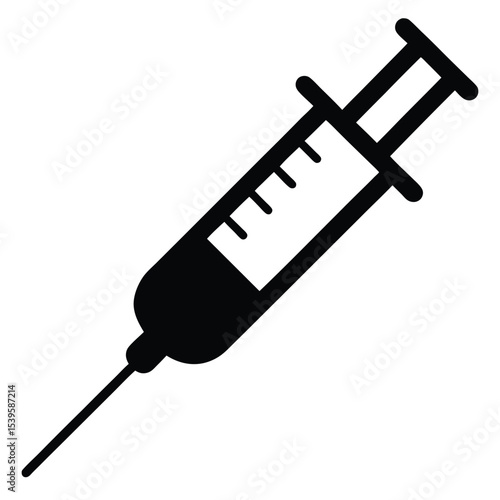 -vaccine-syringe-icon-icon black vector illustration on transparent background