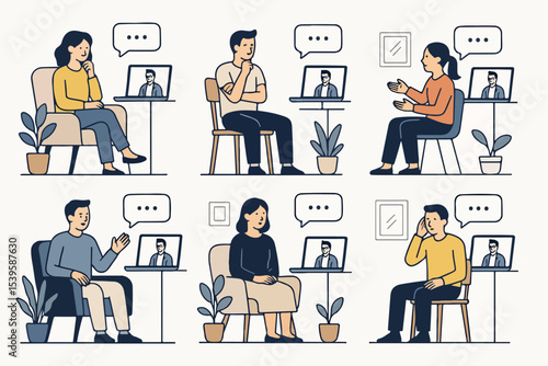 Vector Set Psychotherapy online session or consultation.