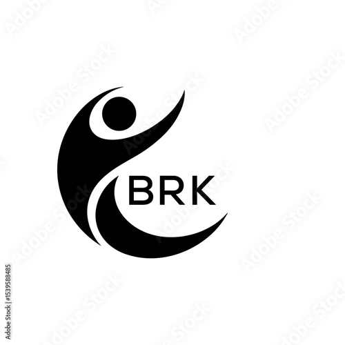 Modern Abstract Human Figure Logo Design with BRK Text – Minimalist Fitness or Wellness Concept Symbol.

