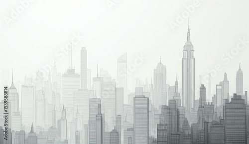Gray-scale cityscape sketch
