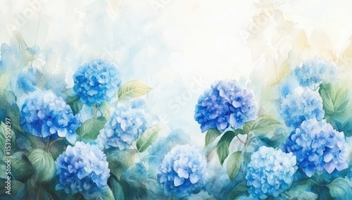 Wallpaper Mural Soft-focus hydrangea blooms in shades of blue and green Torontodigital.ca