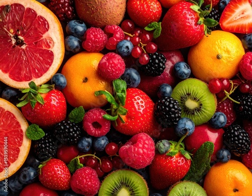 Vibrant array of fresh fruits and berries