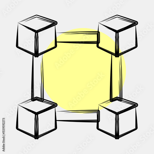 Icon block chain. Crypto currency elements. Icon in color spot style.
