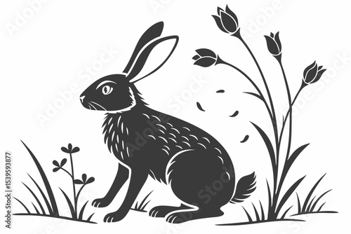 silhouette of rabbit vector. rabbit silhouette for easter day design vector stock illustration