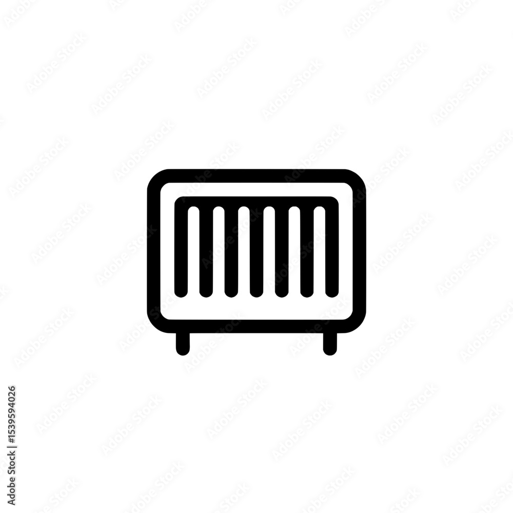 Baby crib icon in black outline style with vertical bars for infant sleeping furniture Baby crib icon in black outline style with vertical bars for infant sleeping furniture