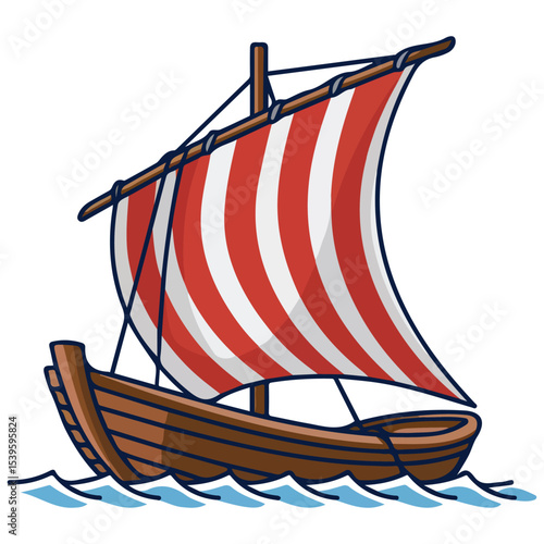 cartoon illustration ship isolated vector on white background