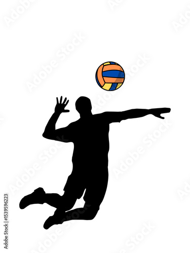 Dynamic Volleyball Player Silhouette Action, Sport, and Skill