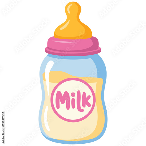 cartoon home kitchen milk bottle isolated vector on white background