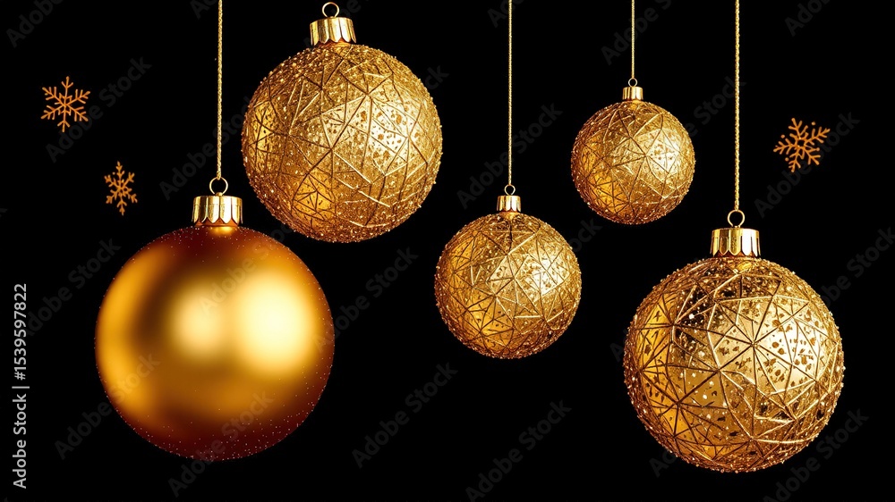 Festive Gold Ornaments Display for Holiday Season Festive Gold Ornaments Display for Holiday Season