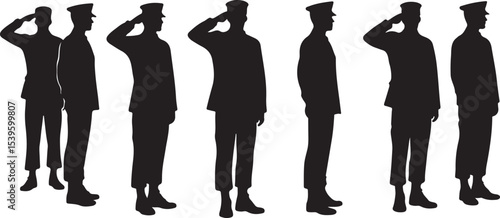 Standing soldier silhouette vector military man