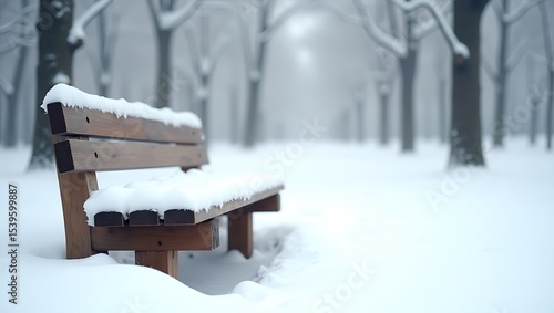 Wallpaper Mural Snow covered bench in a winter park landscape scenic winter wonderland Torontodigital.ca