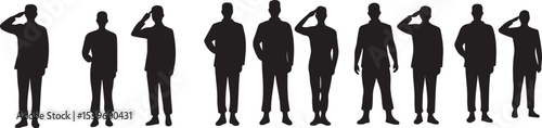 Standing soldier silhouette vector military man
