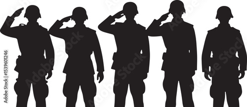 Standing soldier silhouette vector military man