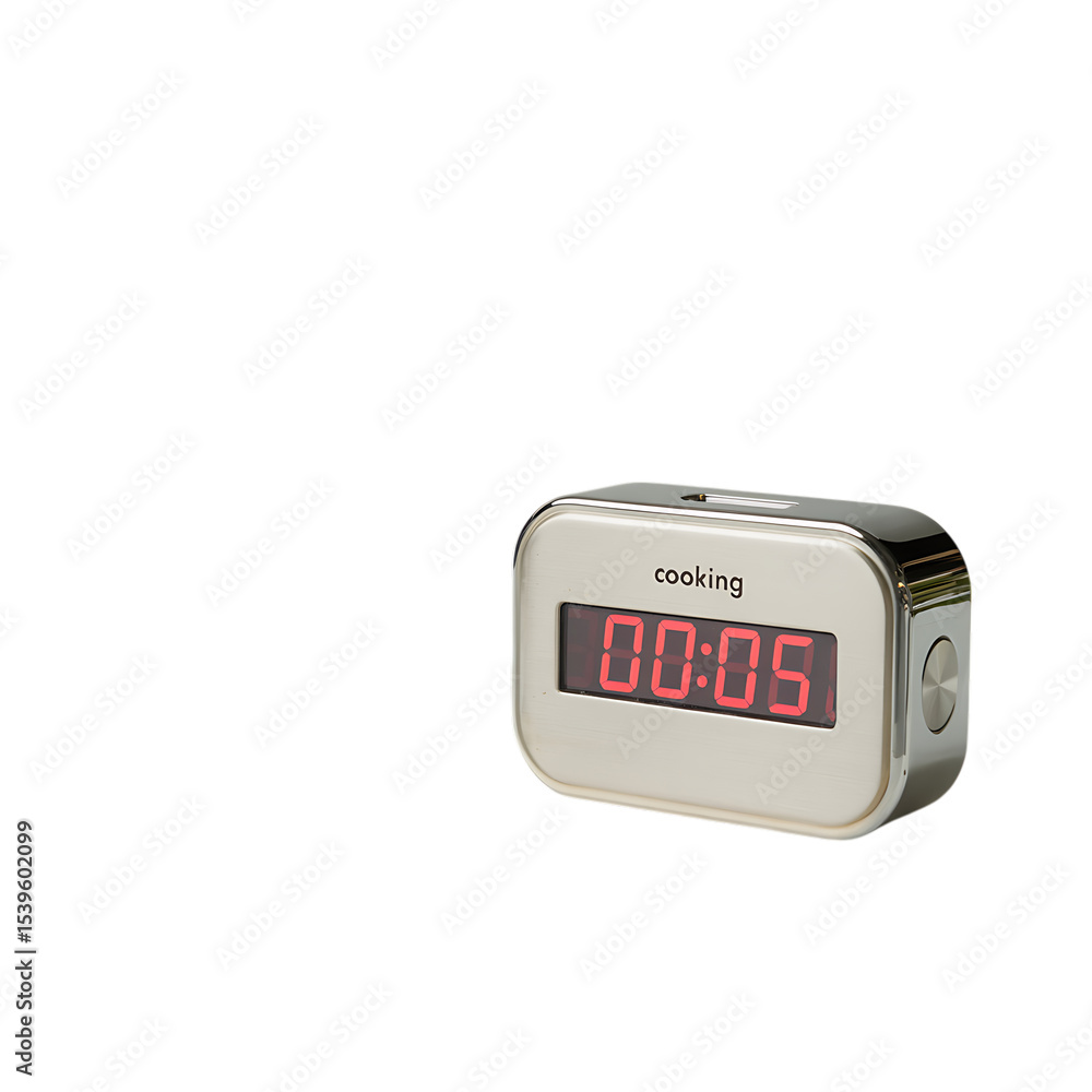 Digital Cooking Timer Showing Five Minutes Silver Red Display Kitchen Gadget, Digital Cooking Timer Showing Five Minutes Silver Red Display Kitchen Gadget,