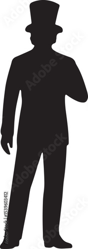 Wallpaper Mural Black silhouette of a gentleman in a long coat and hat, standing tall, ideal for historical American or aristocratic design themes Torontodigital.ca