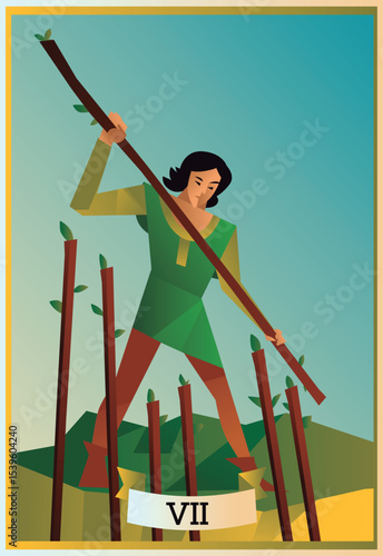 major arcana tarot wood club card