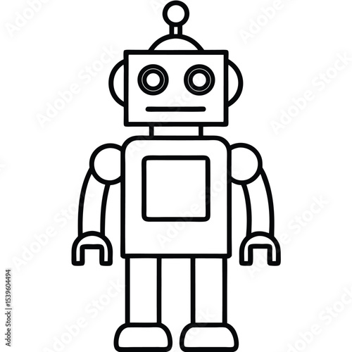 toy-robot-line-art icon black vector illustration on transparent background